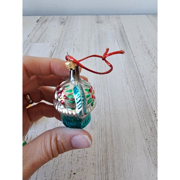 Vintage glass mercury basket fruit flour ornament West Germany set - Picture 12 of 14